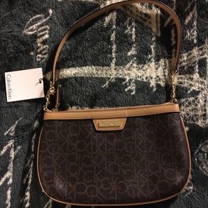 New* Calvin Klein brown logo bag